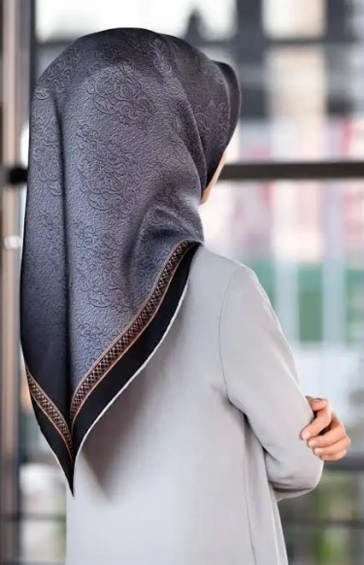 Vissona Twill Ipek Eşarp Gümüş-5