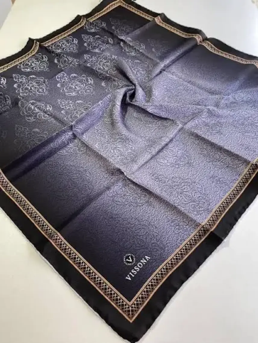 Vissona Twill Ipek Eşarp Gümüş-5