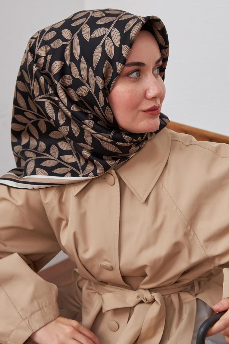 Silk Home Silk Home Ipek Eşarp Twill Siyah Vizon