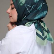 Afvente Yaprak Desen Yeşil Pamuk Eşarp