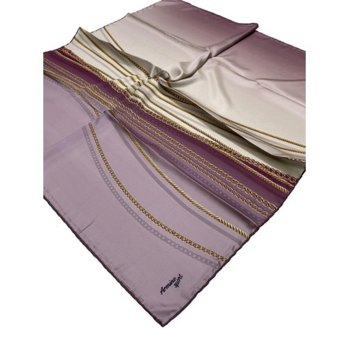 Armine Sport Twill (Tivil) Nostalji Zincir Desen Eşarp Pembe Krem Gold