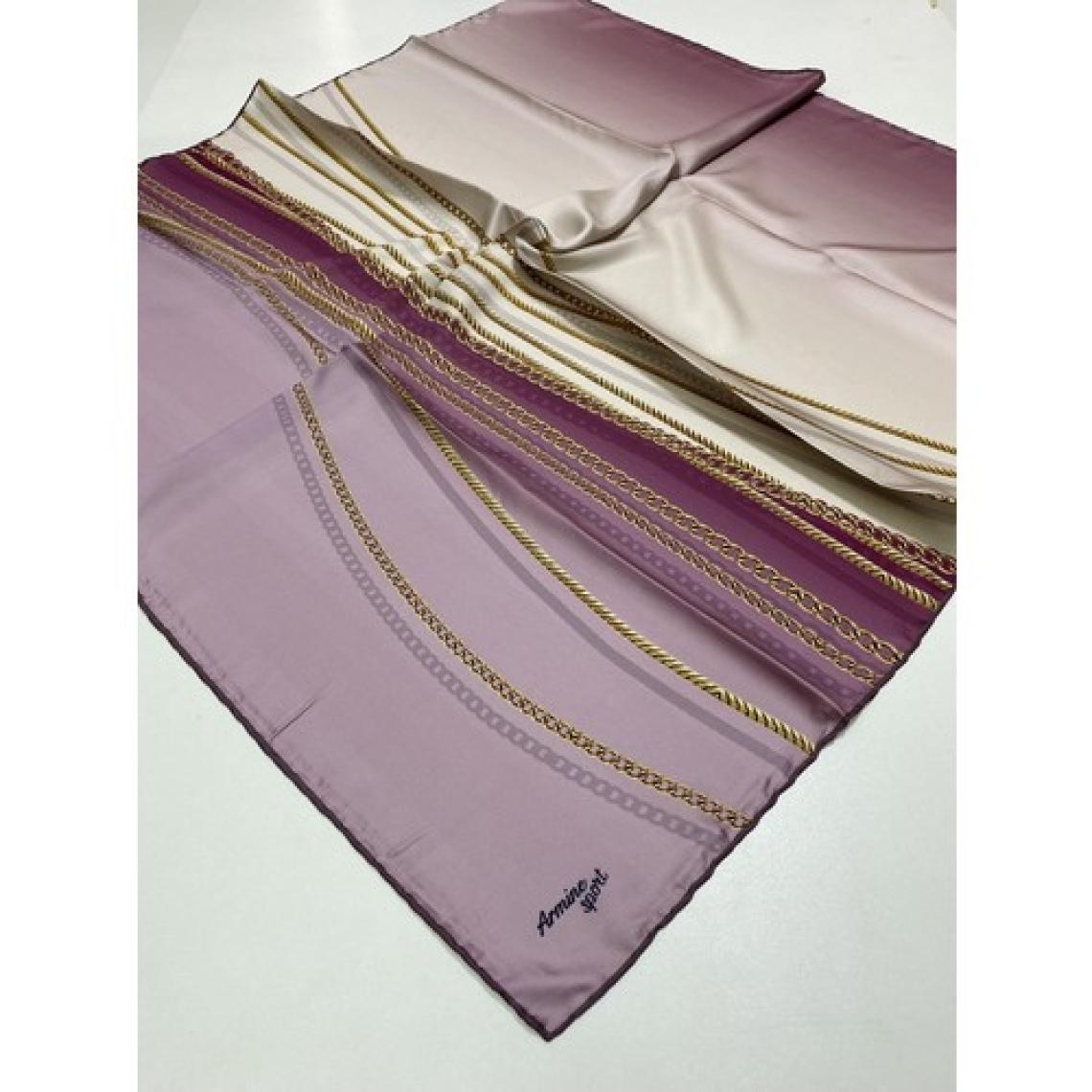 Armine Sport Twill (Tivil) Nostalji Zincir Desen Eşarp Pembe Krem Gold