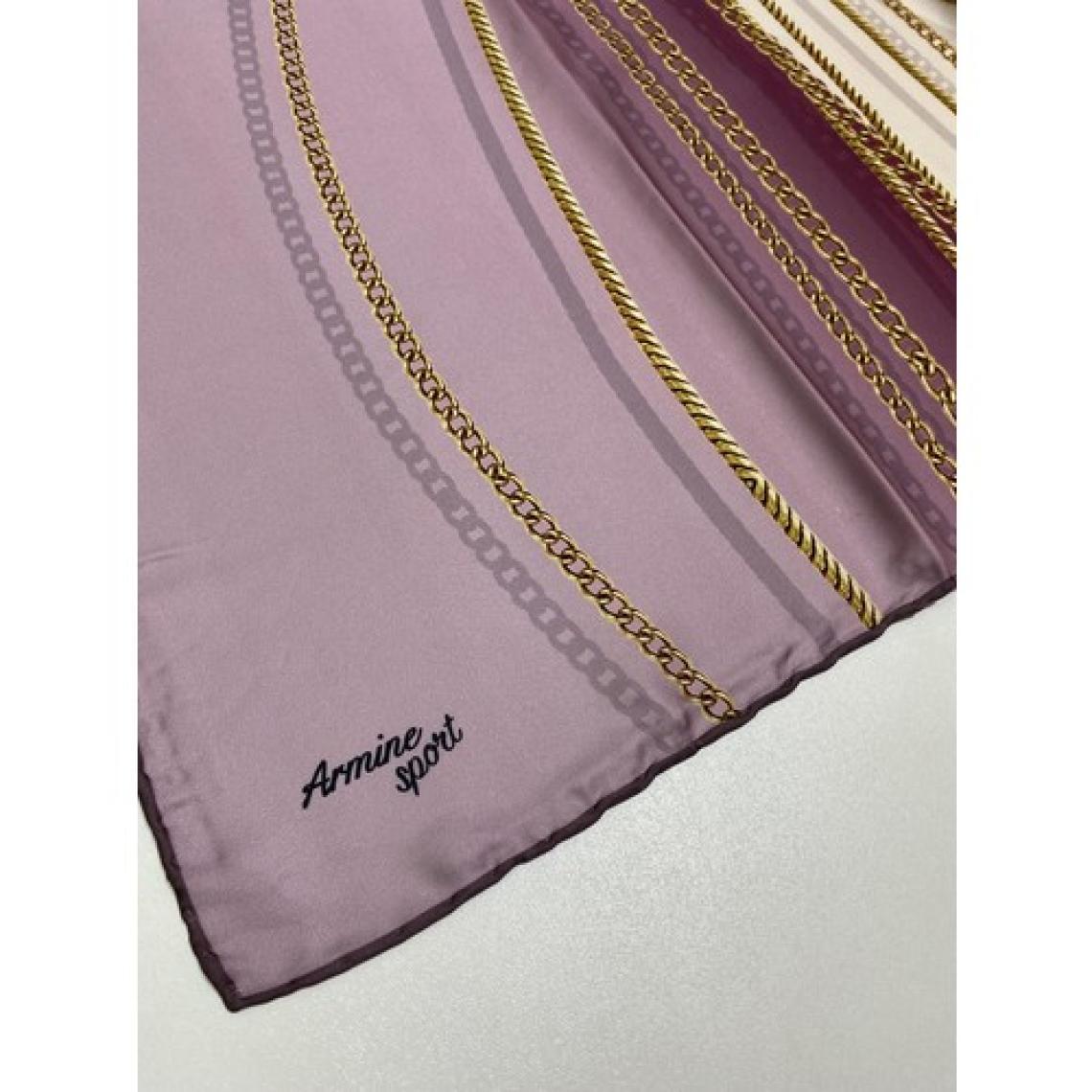 Armine Sport Twill (Tivil) Nostalji Zincir Desen Eşarp Pembe Krem Gold