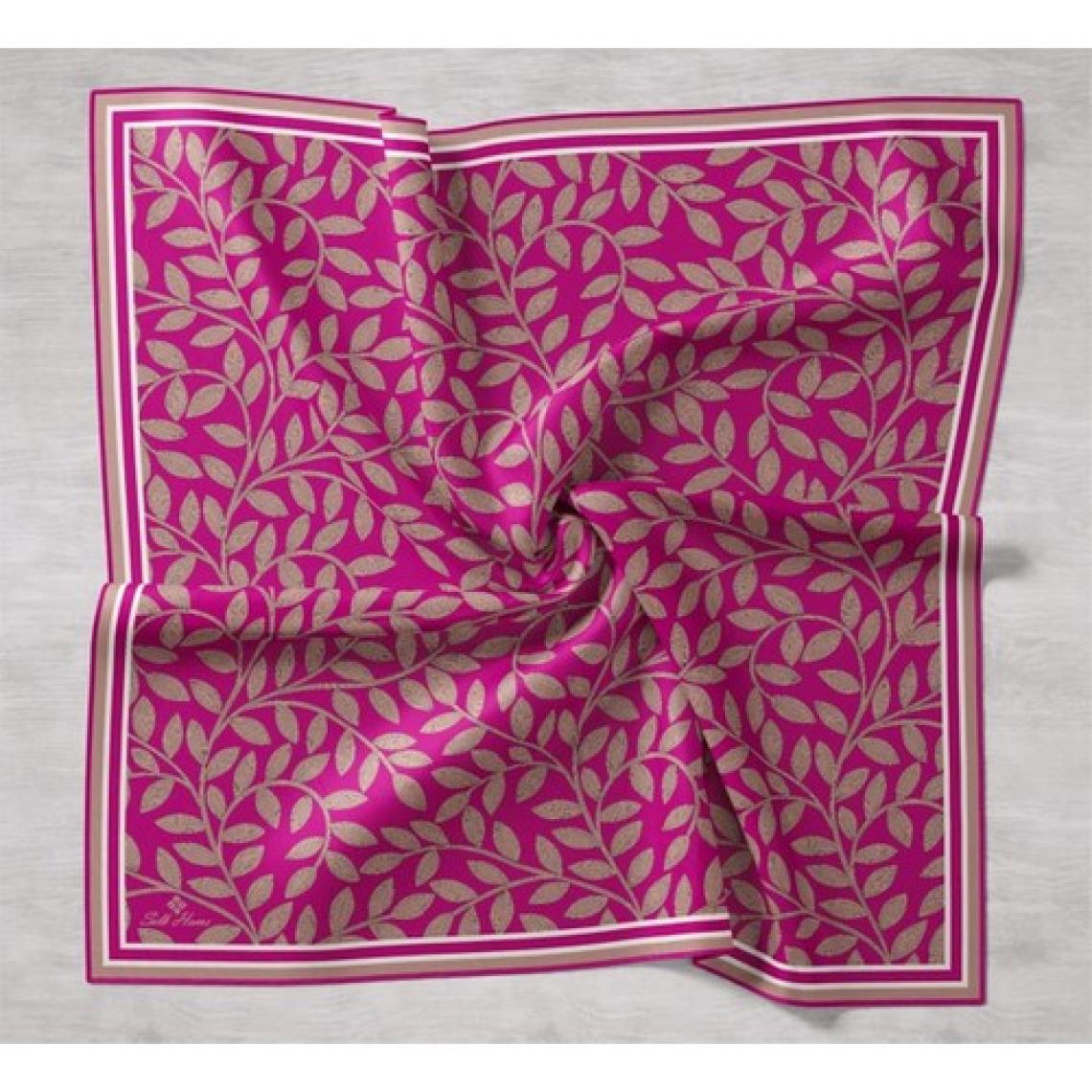 Silk Home Pembe Yaprak Desenli Tivil Ipek Eşarp 11397-12