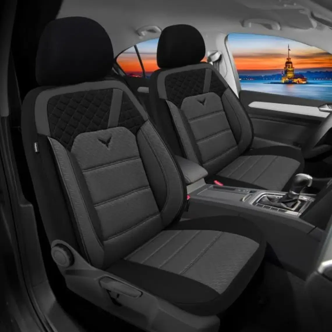 Oto Pandami Dacia Logan 1. Gen. 2004 - 2013 Uyumlu Gri Koltuk Kılıfı KKG095