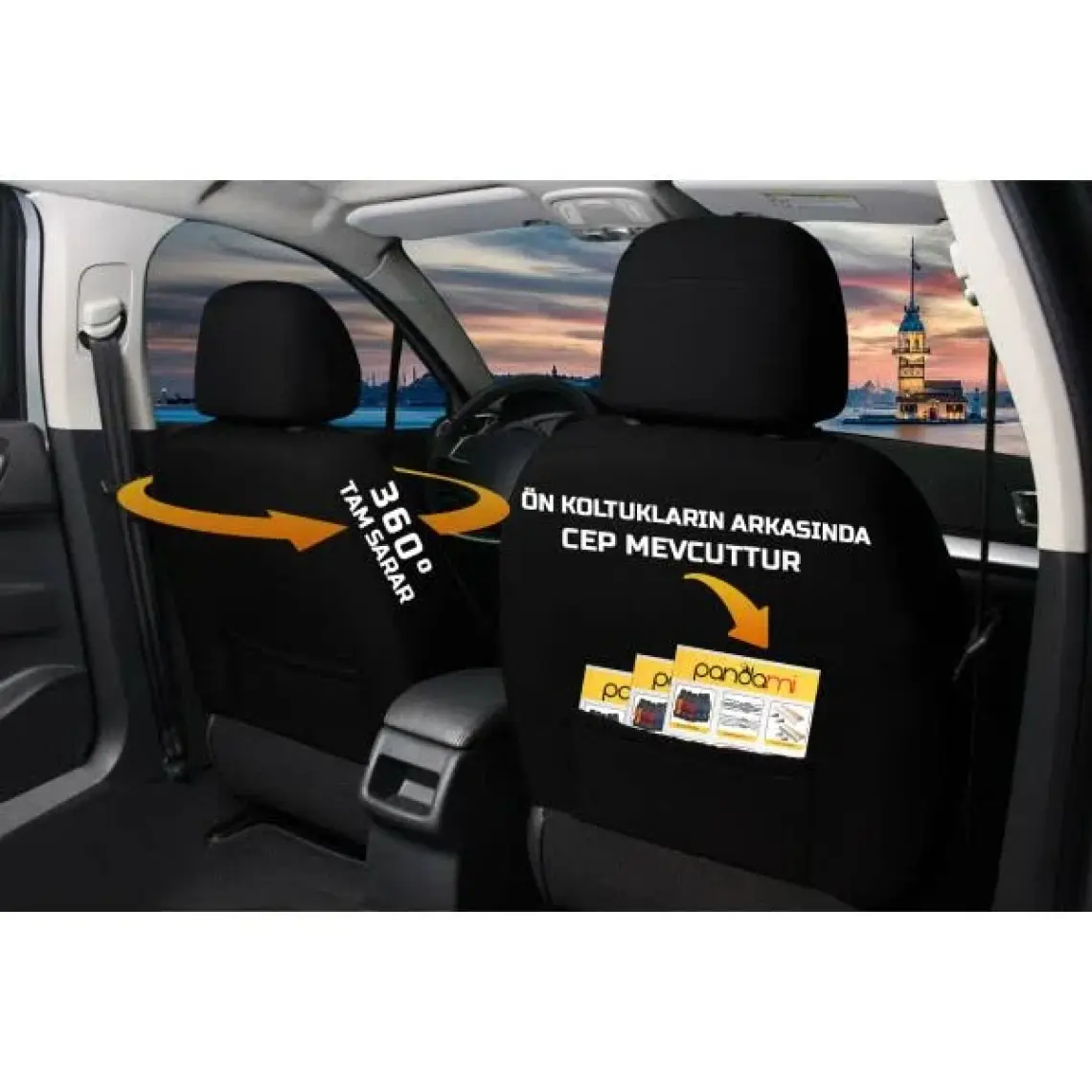 Oto Pandami Hyundai Accent Blue 2010 - 2018 Uyumlu Siyah Koltuk Kılıfı KKS179
