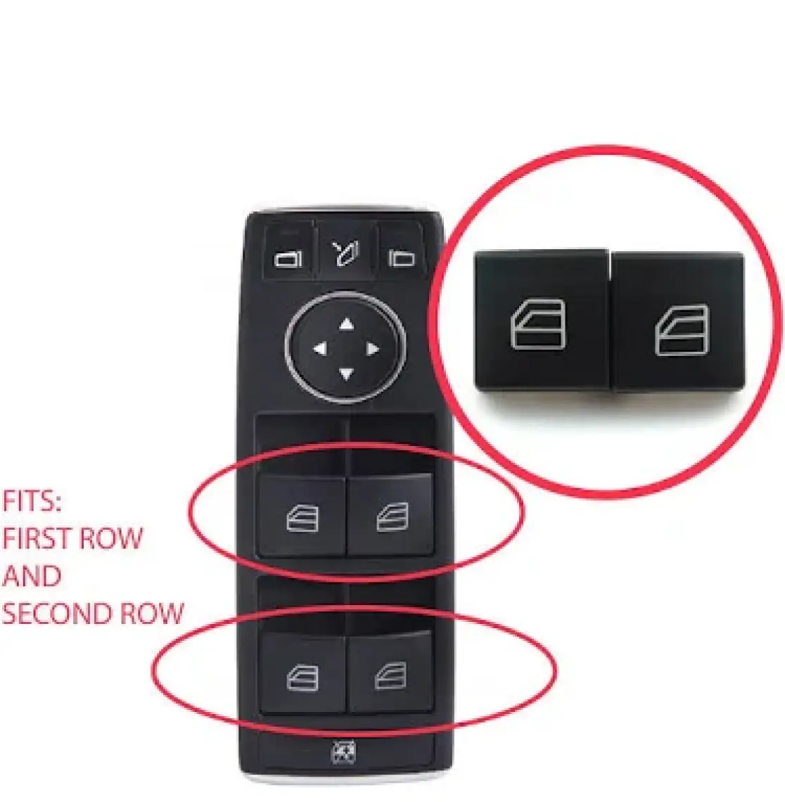 Bross Otomotiv BDP109 Mercedes W204 W212 S212 A207 C207 X204 W176 W246 C/ X117 X/ W166  X156 İçin 2X Cam Açma Düğme Kapağı