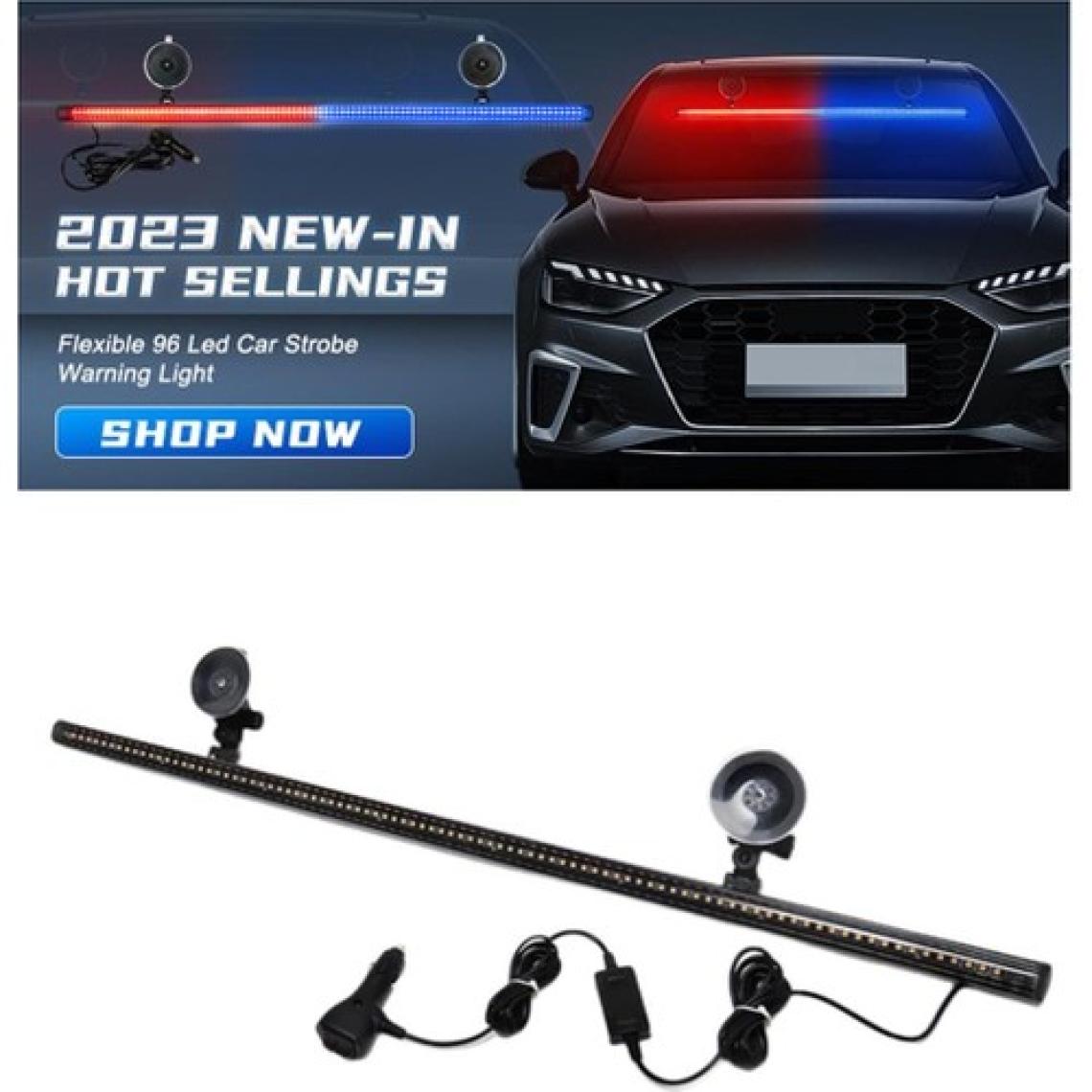 Oto Uzay Çakar Lamba 12-32V Esnek Model 84CM Vantuzlu Çakarlı Mavi-Kırmızı / LAPA543