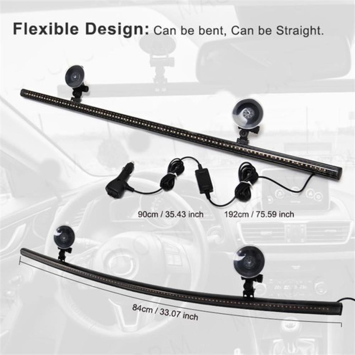Oto Uzay Çakar Lamba 12-32V Esnek Model 84CM Vantuzlu Çakarlı Mavi-Kırmızı / LAPA543