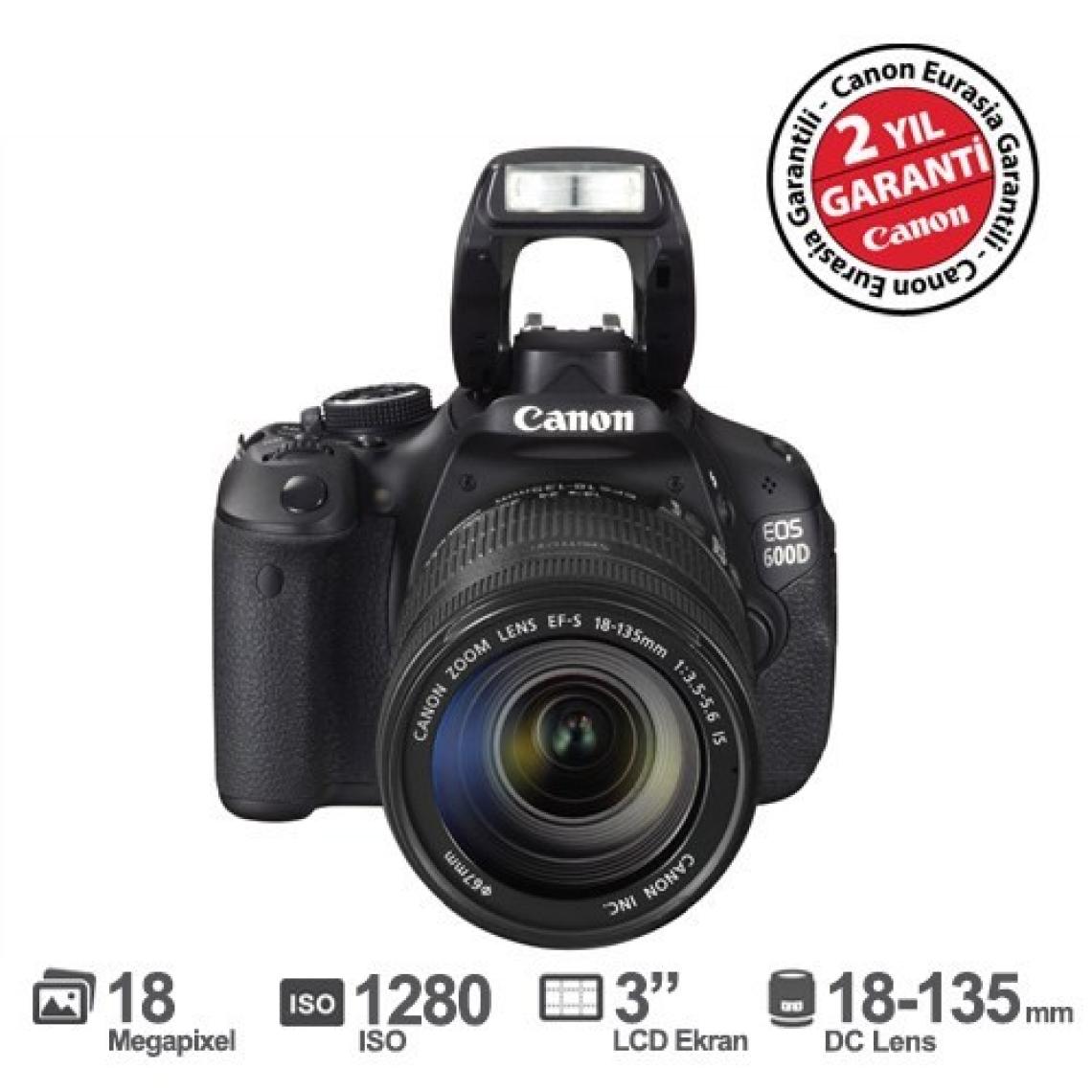Canon Eos 600D 18-135mm IS II 18 MP 3.0" LCD SLR Dijital Fotoğraf Makinesi