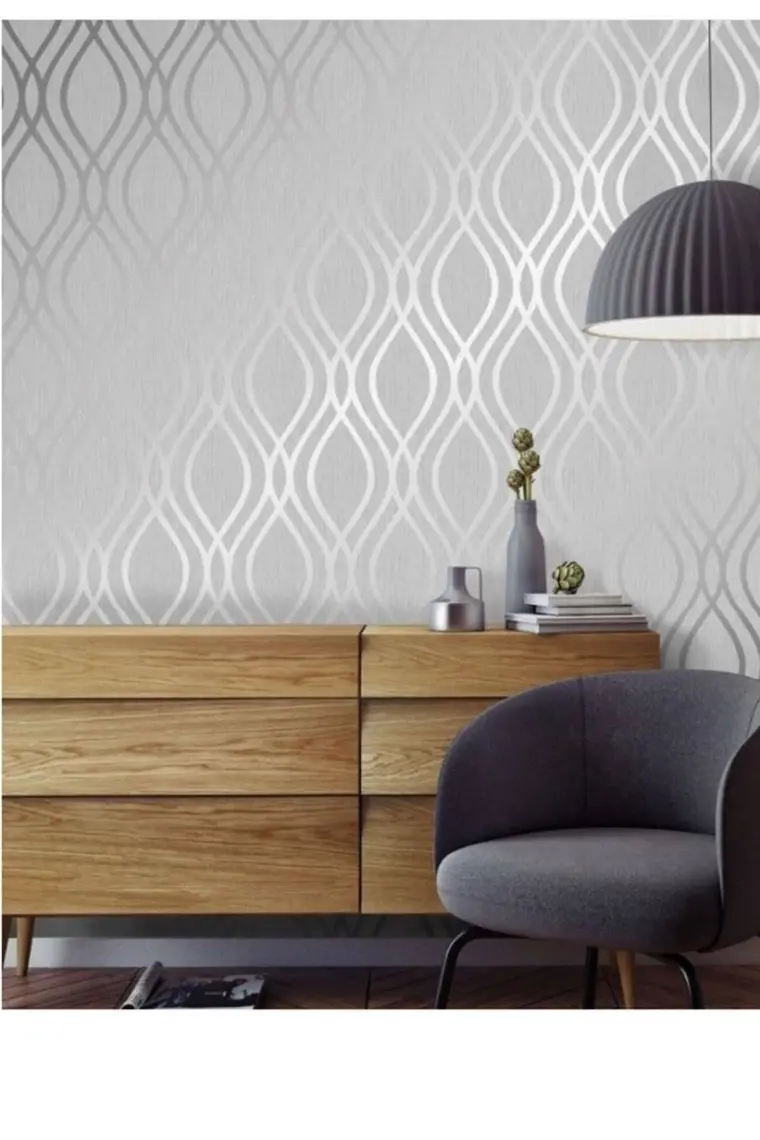 Elite Bien Exclusive 605 Kabartmalı Dalga Çizgi Gri Gümüş Desenli Duvar Kağıdı 5,30 M² 1 Adet