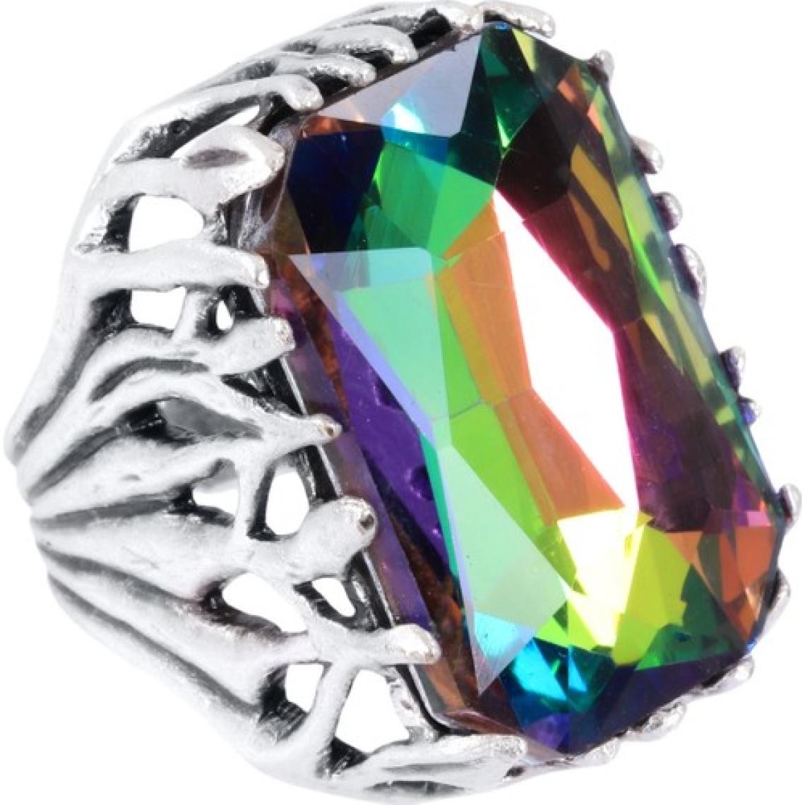 Kadın Antik Gümüş Kaplama Titanyum Renk Swarovski Taş Detaylı Ayarlanabilir Dikdörtgen Formlu Tasarım Yüzük