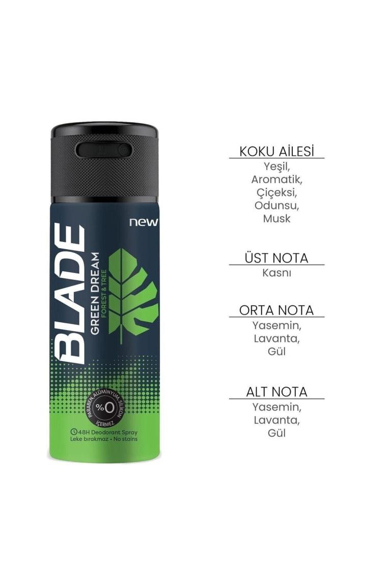 ( KİL MASKESİ HEDİYE ) Blade Green Dream Erkek Deodorant 150ml ( 1 ADET )