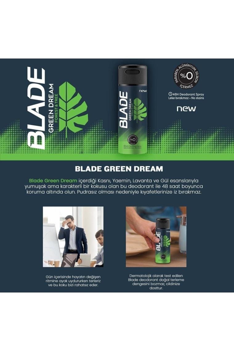 ( KİL MASKESİ HEDİYE ) Blade Green Dream Erkek Deodorant 150ml ( 1 ADET )
