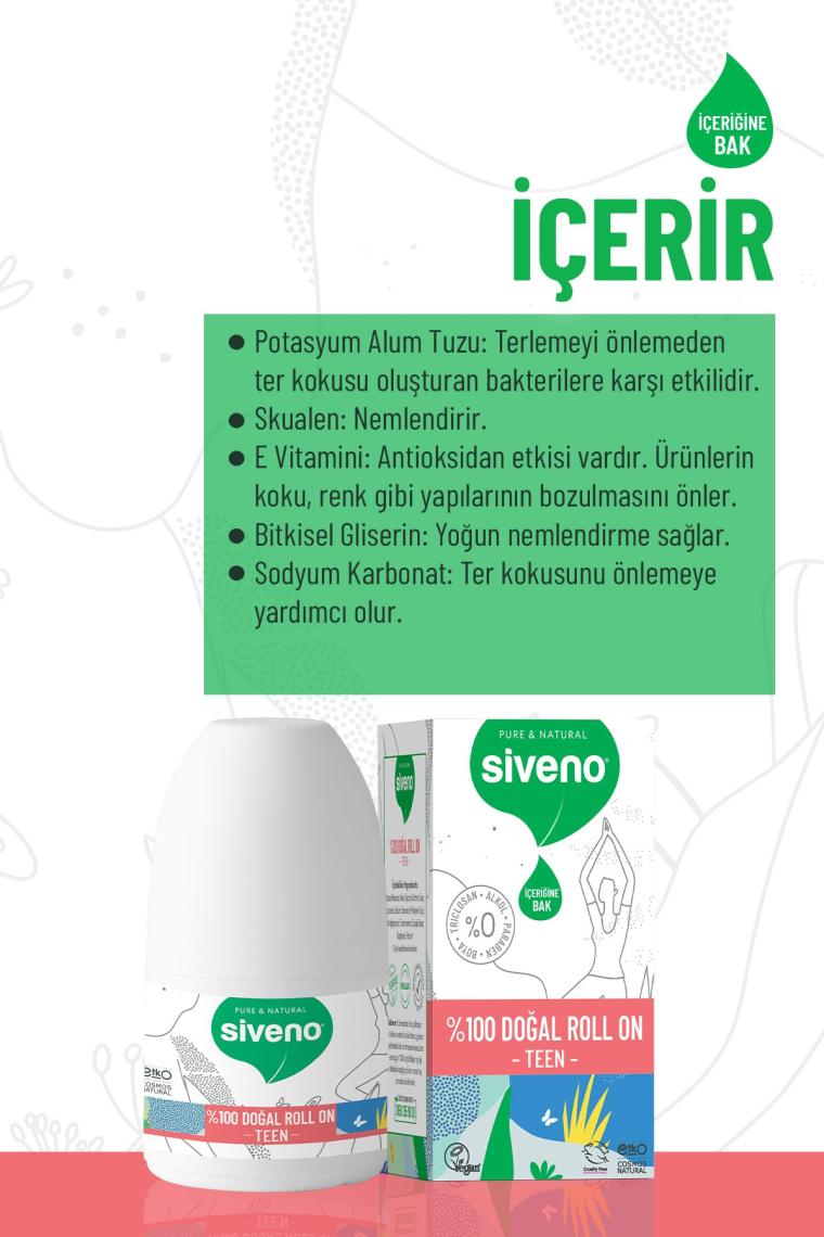 %100 Doğal Roll-on Teen Girl Genç Kız Deodorant Ter Kokusu Önleyici Bitkisel Lekesiz Vegan 50 ml