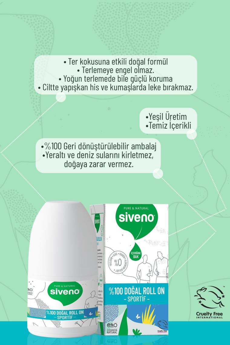 %100 Doğal Roll-on Sportif Sporcu Deodorant Ter Kokusu Önleyici Bitkisel Lekesiz Vegan 50 ml