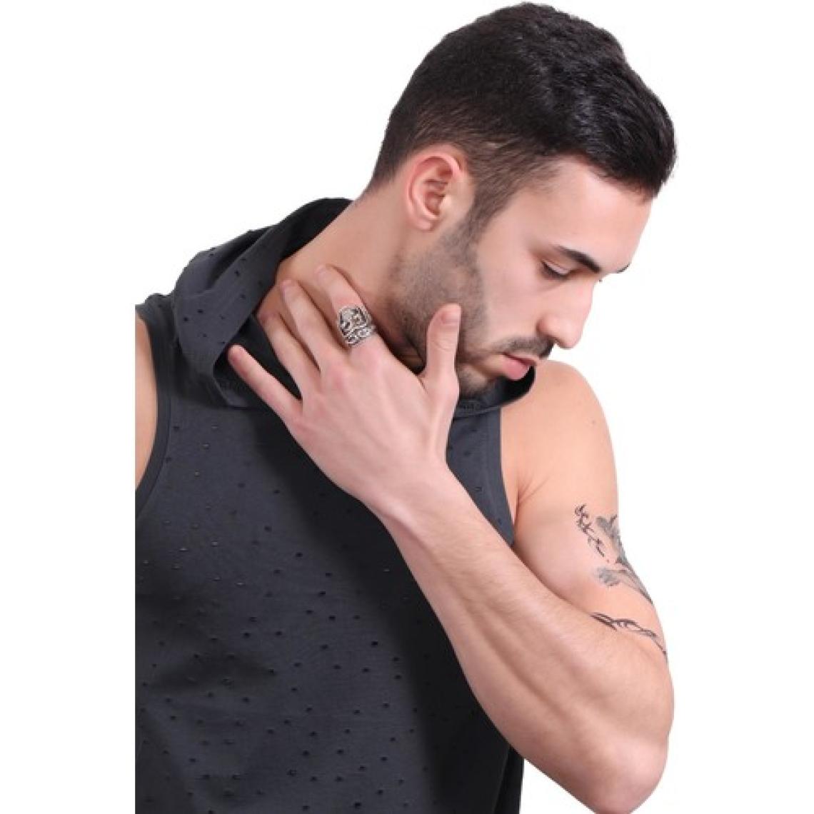 Labalaba Erkek Antik Gümüş Kaplama Ayarlanabilir Gotik Kurukafa&pilot Yüzük