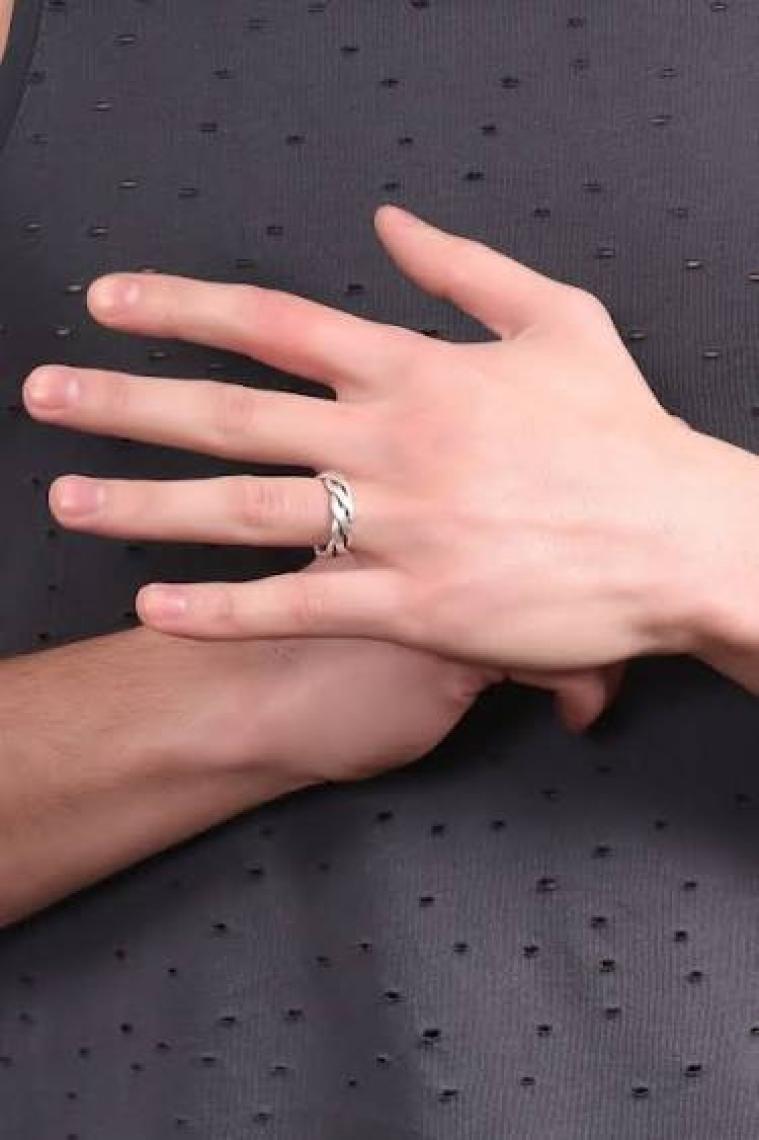 Labalaba Erkek Antik Gümüş Kaplama Örme Yüzük