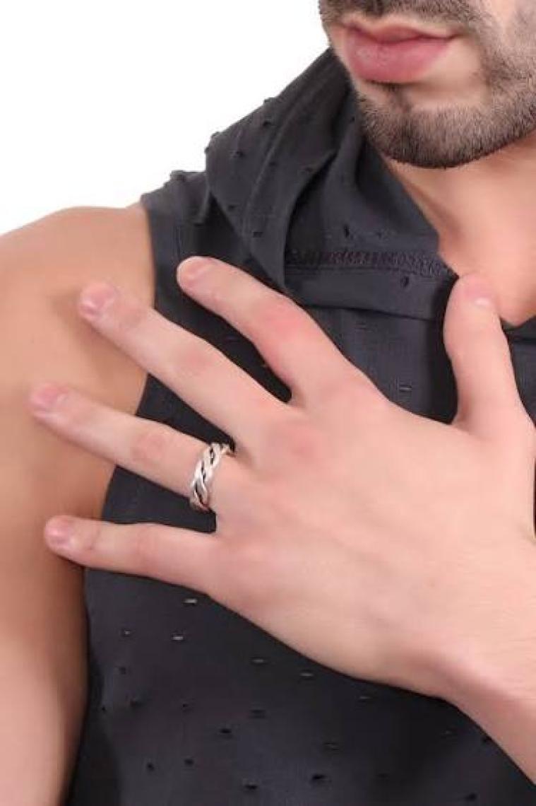 Labalaba Erkek Antik Gümüş Kaplama Örme Yüzük