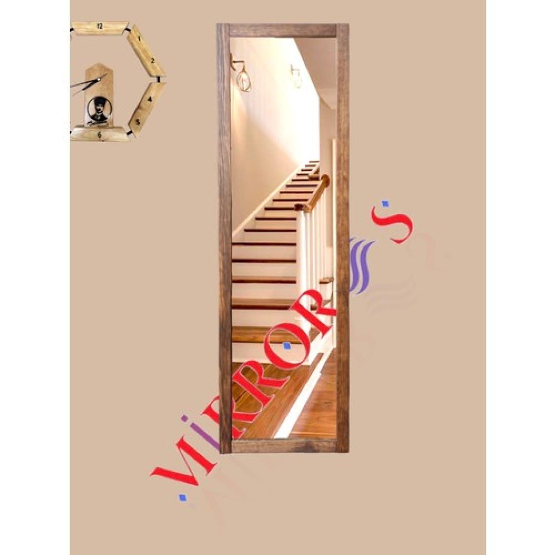 Mirrorss Ceviz Renk Ahşap Çerçeve Duvara Ayna 121X37 cm Antre Hol Boy Ayna