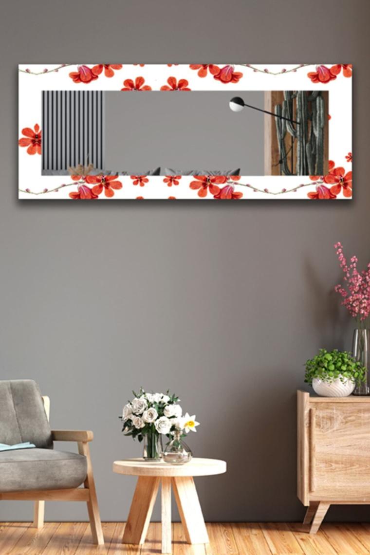 Hediyeler Kapında Kırmızı Çiçek Dekoratif Boy Aynası 150X60CM