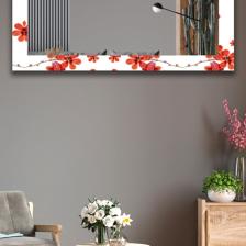 Hediyeler Kapında Kırmızı Çiçek Dekoratif Boy Aynası 150X60CM