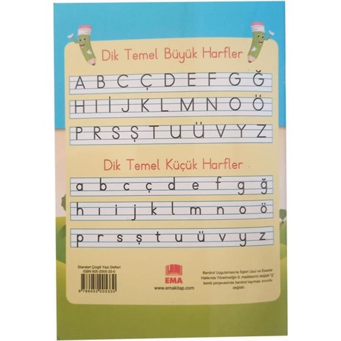 Artlantis Güzel Yazı Defteri Orta Boy 16,5X24 cm 24 Yaprak 6 Adet Standart Çizgili Yazı Defteri Dik Temel Harflerle 1. Sınıf
