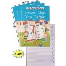 Artlantis Güzel Yazı Defteri Orta Boy 16,5X24 cm 24 Yaprak 3 Adet Standart Çizgili Yazı Defteri Dik Temel Harflerle 1. Sınıf