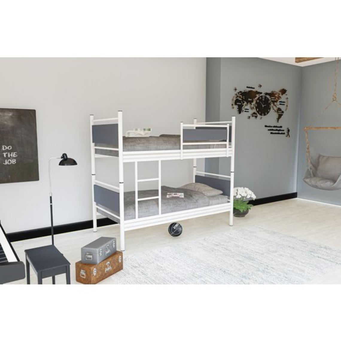 Metalia Gm 128 Star Ahşap Metal Ranza Beyaz-Antrasit Gri