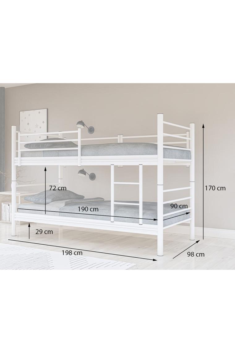 Gm 129 Level Ayrılabilir Çiftli Ranza Beyaz 90x190