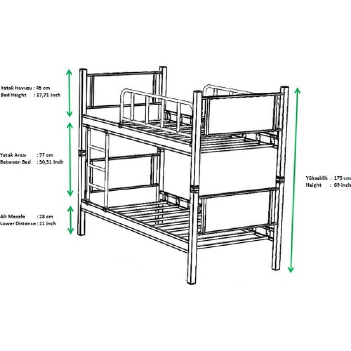 Argimo Yurt Ahşap Genç Çocuk Odası Metal Ranza