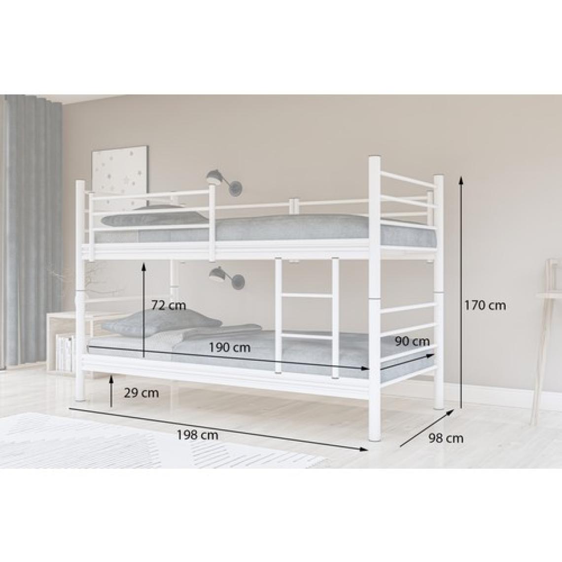 Metalia Gm 129 Level Ayrılabilir Çiftli Ranza Beyaz 90X190