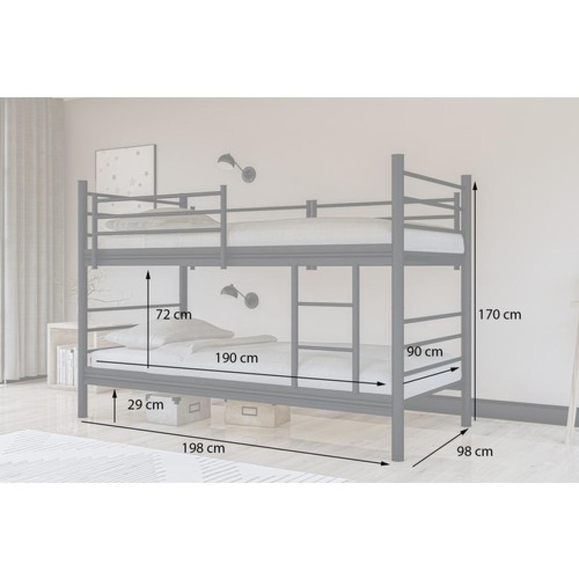 Metalia Gm 129 Level Ayrılabilir Çiftli Ranza Siyah 90X190