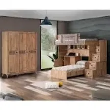Setay Natural Ranza Karyola Çalışma Masası  3 Kapaklı Dolap