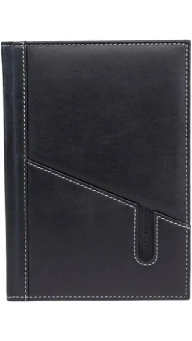 2K Deri Telefon Kılıflı Kapak Defter Ajanda Tarihsiz Kareli 17 x 24 cm Siyah
