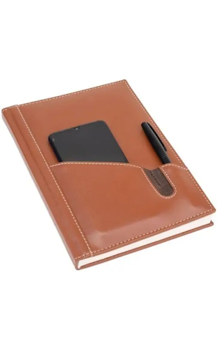 2K Deri Telefon Kılıflı Kapak Defter Ajanda Tarihsiz Kareli 17 x 24 cm Siyah