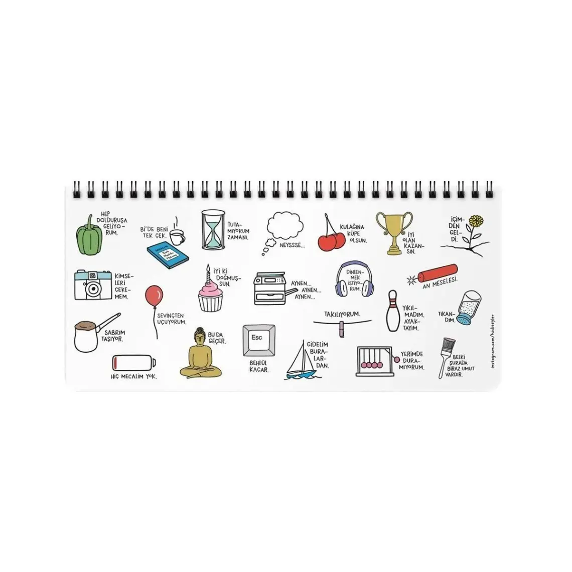 Keskin Color Hisli Şeyler Katlandığıma Değdi Spiralli Planner 13 x 27 cm