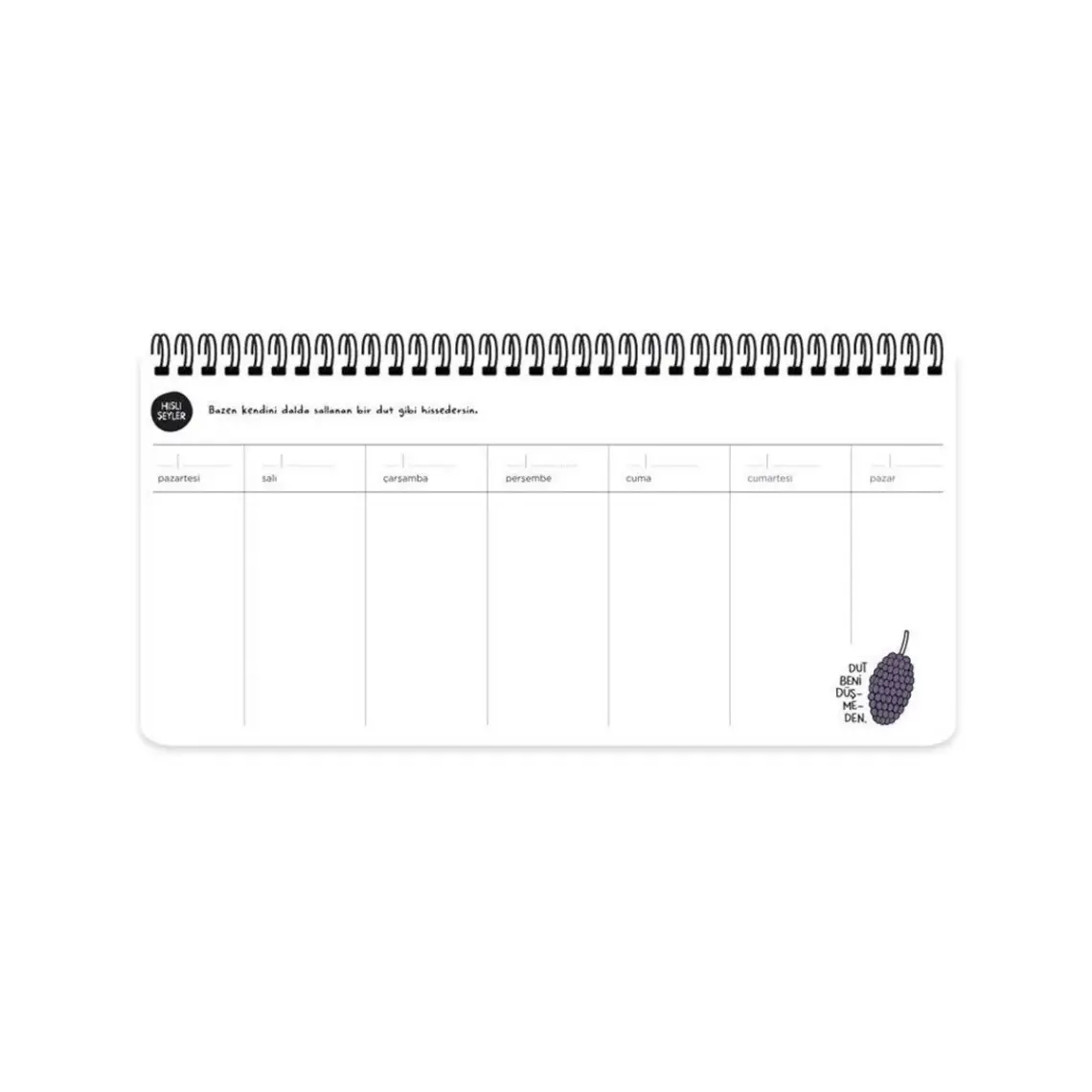 Keskin Color Hisli Şeyler Katlandığıma Değdi Spiralli Planner 13 x 27 cm