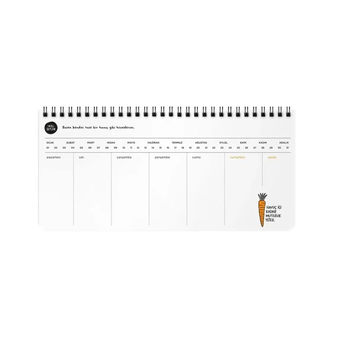 Keskin Color Hisli Şeyler Katlandığıma Değdi Spiralli Planner 13 x 27 cm