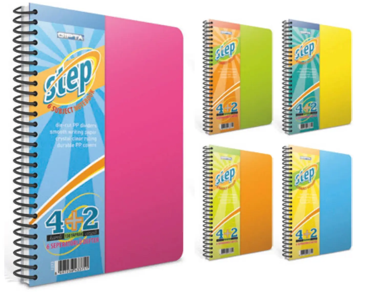 Gıpta Step (17x24) 150 Yp. Plas. 6 Seperatörlü Defter (1272) 4 Kareli + 2 Çizgili Bölüm