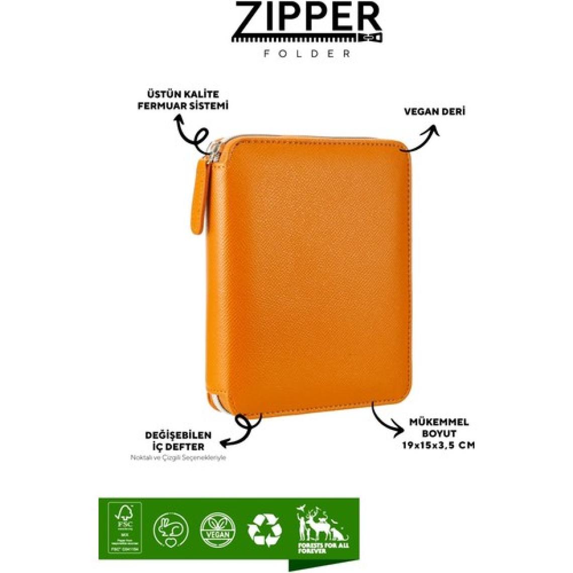 Victoria's Journals 123 0295 Victoria's Journals Zipper Folder Organizer Defter A6 Çizgili Kahverengi
