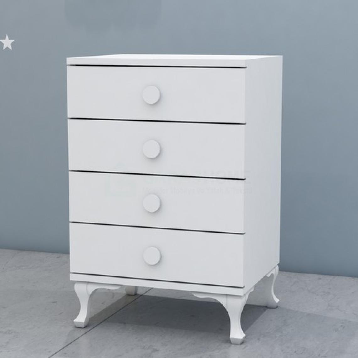 Garaj Home Yıldız 4 Çekmeceli Komodin- Beyaz