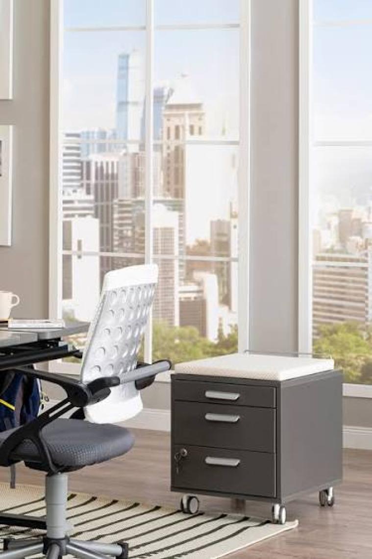 Creo Mobili Home Ofis Depolama ve Oturma Alanı Sunan Keson - Taşıma kap. 100kg, Antrasit/Sarı - Vega