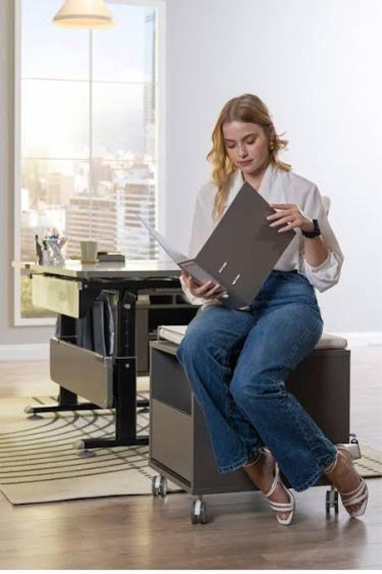 Creo Mobili Home Ofis Depolama ve Oturma Alanı Sunan Keson - Taşıma kap. 100kg, Antrasit/Sarı - Vega