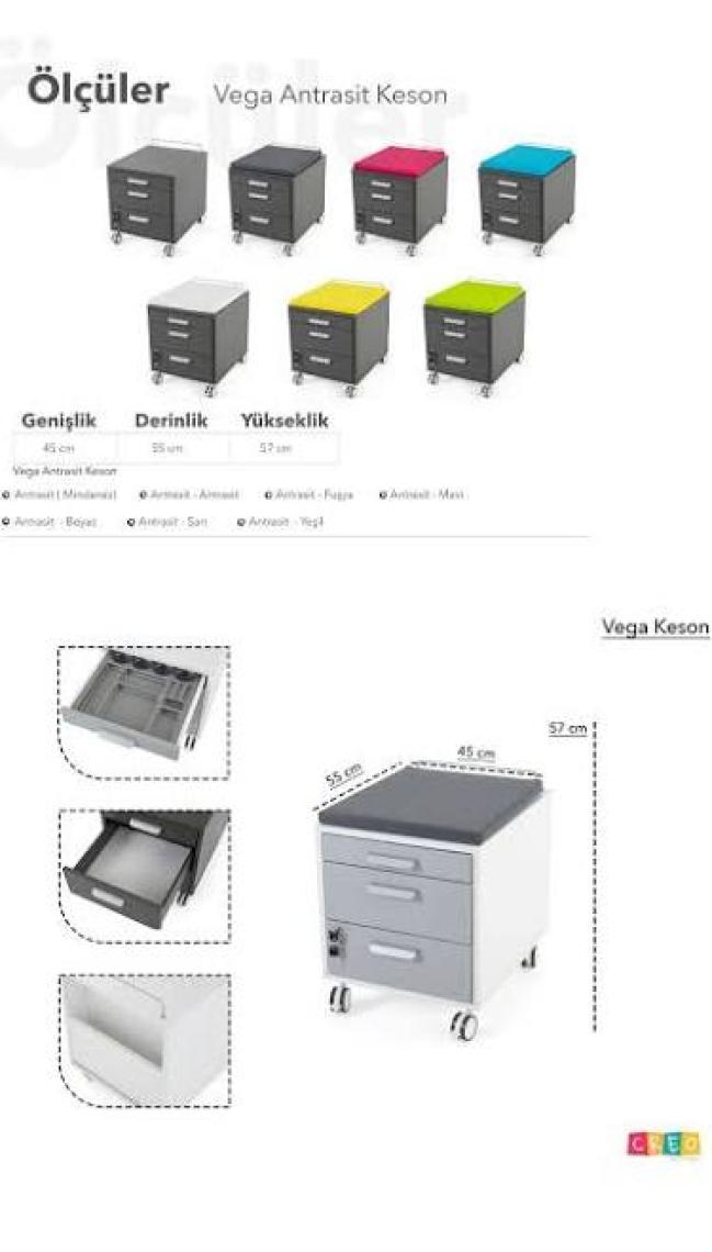 Creo Mobili Home Ofis Depolama ve Oturma Alanı Sunan Keson - Taşıma kap. 100kg, Antrasit/Sarı - Vega