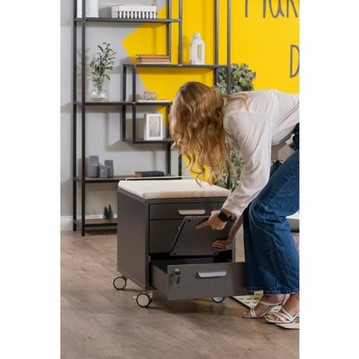 Creo Mobili Ev Kullanımı İçin Kompakt Çekmeceli Keson - Taşıma kap. 100kg, Antrasit/Beyaz - Vega