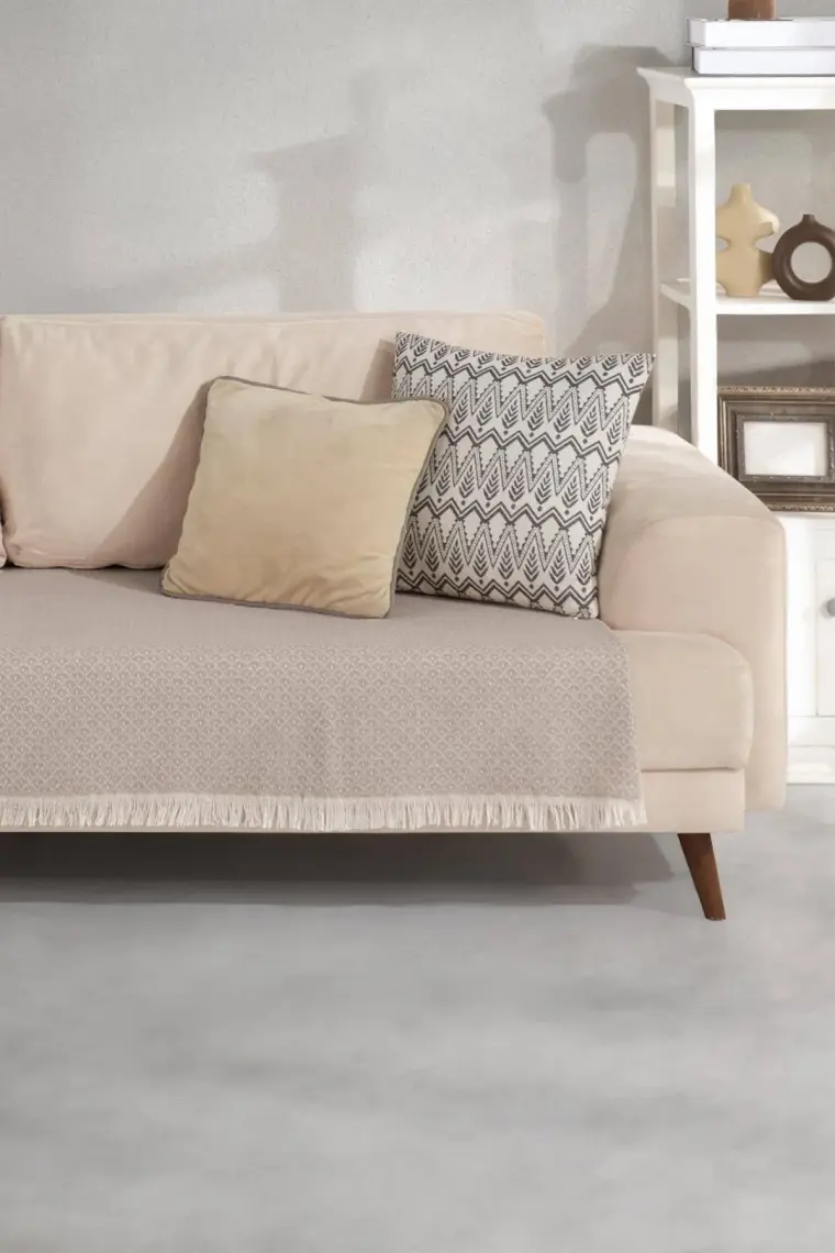 Znp Home Halfy | Koltuk Örtüsü 100X210 cm | Natural Pamuklu Koltuk Şalı | Çekyat Örtüsü