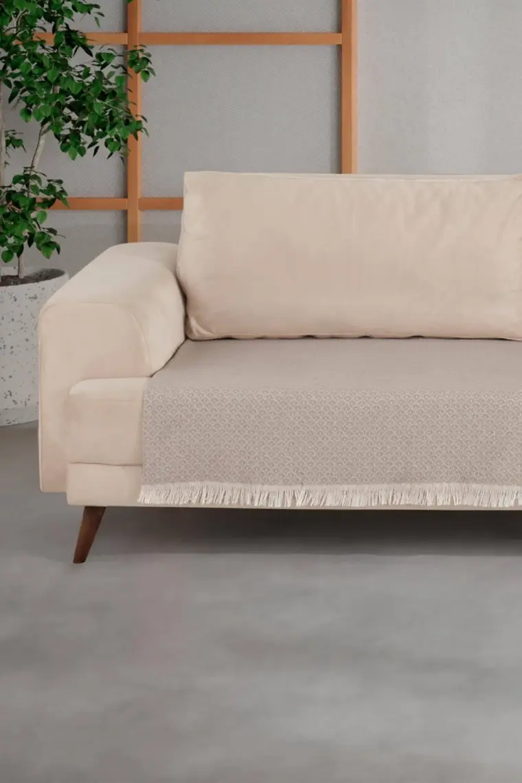 Znp Home Halfy | Koltuk Örtüsü 100X210 cm | Natural Pamuklu Koltuk Şalı | Çekyat Örtüsü