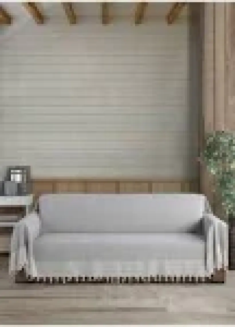 Lux Touch Gri Kollarını Örten Organik Buldan Bezi Battal Boy 180 x 300 cm Koltuk Kanepe Divan Çekyat Örtüsü