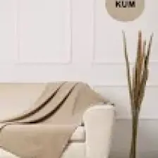 Velerde Home Standart Boy | Kolları kapamaz | Şönil Çift Taraflı Kaymaz Koltuk Örtüsü | Çekyat Örtüsü | Koltuk Şalı | Renk : Kum